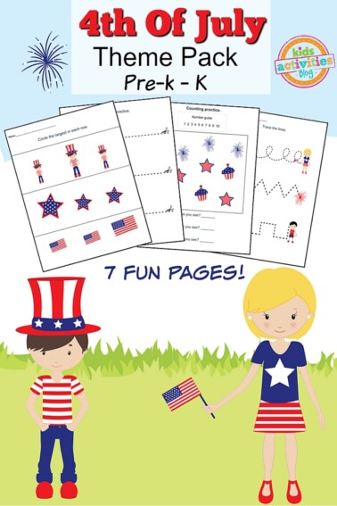 4th of July Printable Preschool Worksheet Pack