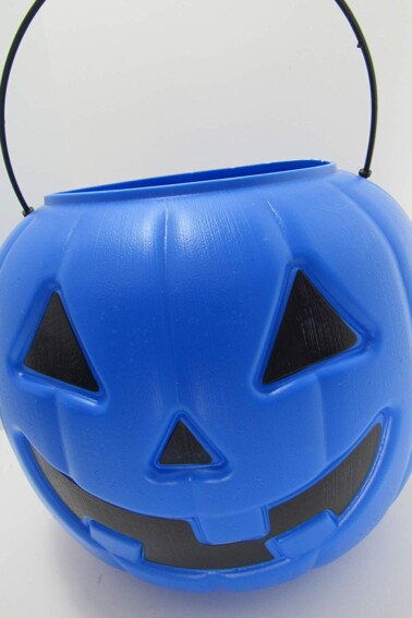 blue Halloween bucket for autism