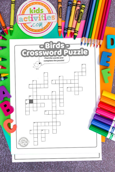 Colorable printable birds crossword puzzle