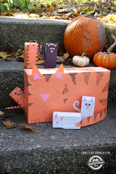 Cereal Box Cat with Juice Box Kittens by Amanda Formaro