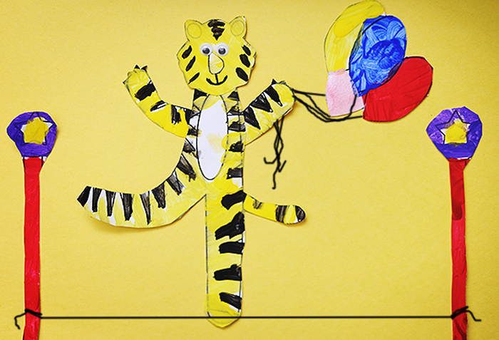 Circus Crafts and Carnival Crafts- Image shows a paper animal craft for circus activities. Idea from Learn Create Love