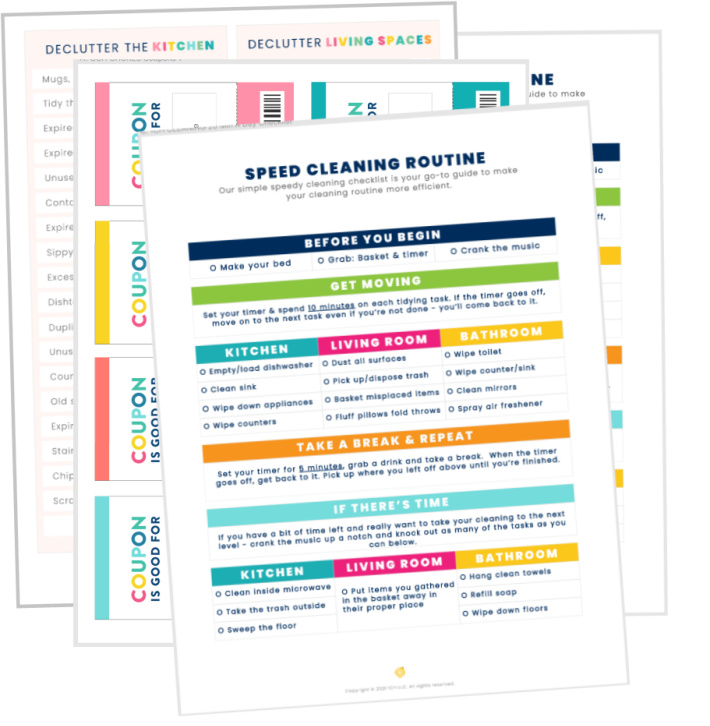 Cleaning Bundle plus chore coupons - Kids Activities Blog - pdf versions of printed cleaning planner pages including speed cleaning routine
