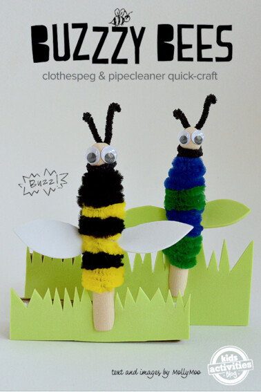 clothespeg and pipe cleaner bee craft