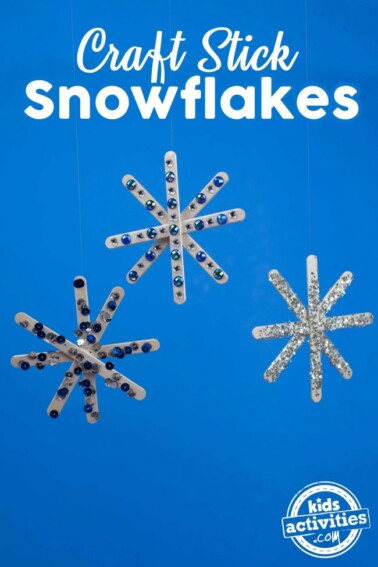 Craft Stick Snowflakes Three Hanging With Title