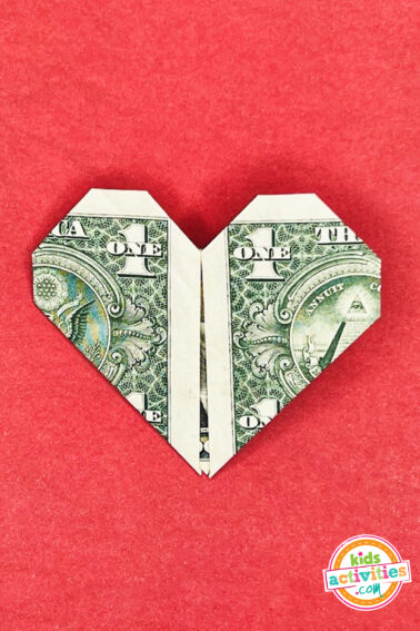 Final result - dollar bill origami heart