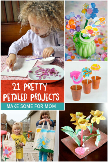 21 flower crafts for kids to make for Mother's day by Michelle McInerney of MollyMooCrafts.com for KidsActivitiesBlog