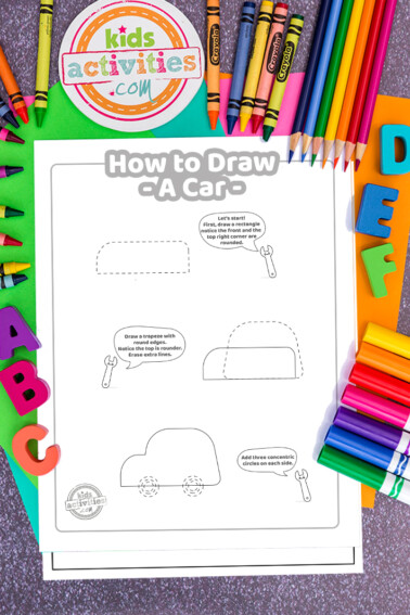 How to draw a car coloring page