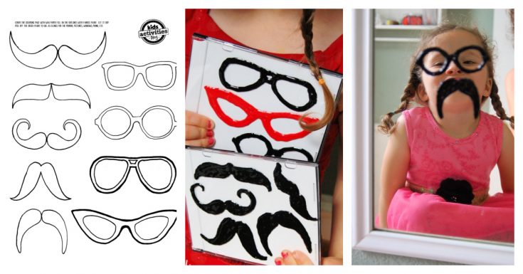 Make DIY mustache and eye glass window clings - Kids Activities Blog FB