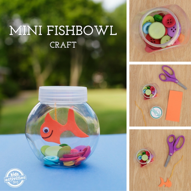 Mini Fishbowl Craft steps and supplies in collage