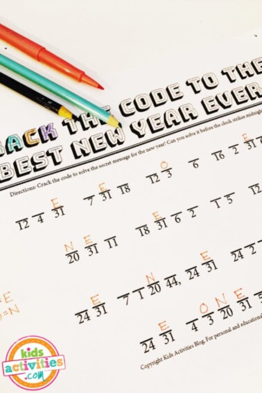 New Year’s Secret Code for Kids to Crack - Free Printable Worksheet for Kids - Kids Activities Blog