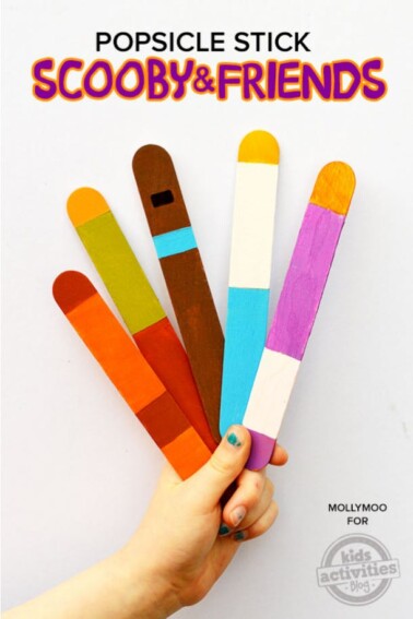 Scooby Doo Crafts – Popsicle Stick Dolls {Free Printable Color Wheel} - Painted Craft Stick Craft - Kids Activities Blog