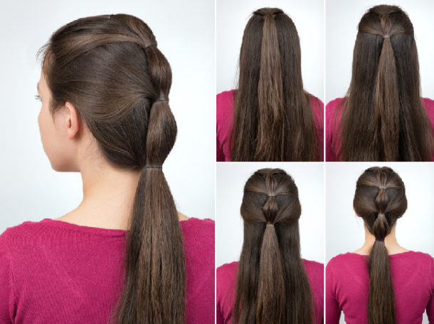 Sectioned Ponytails for Braided Look Step by Step directions