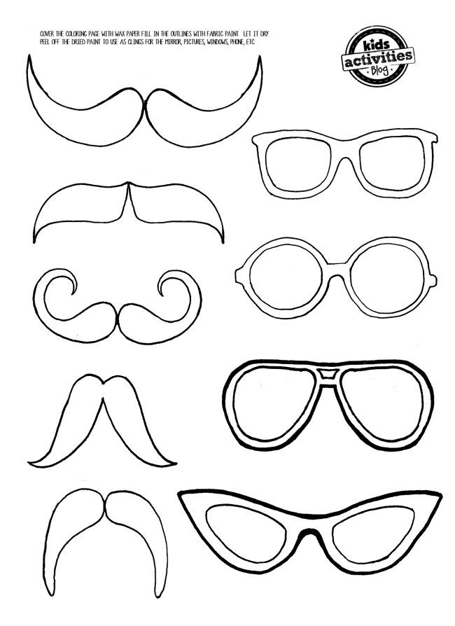 Mustache and Eye Glasses printable