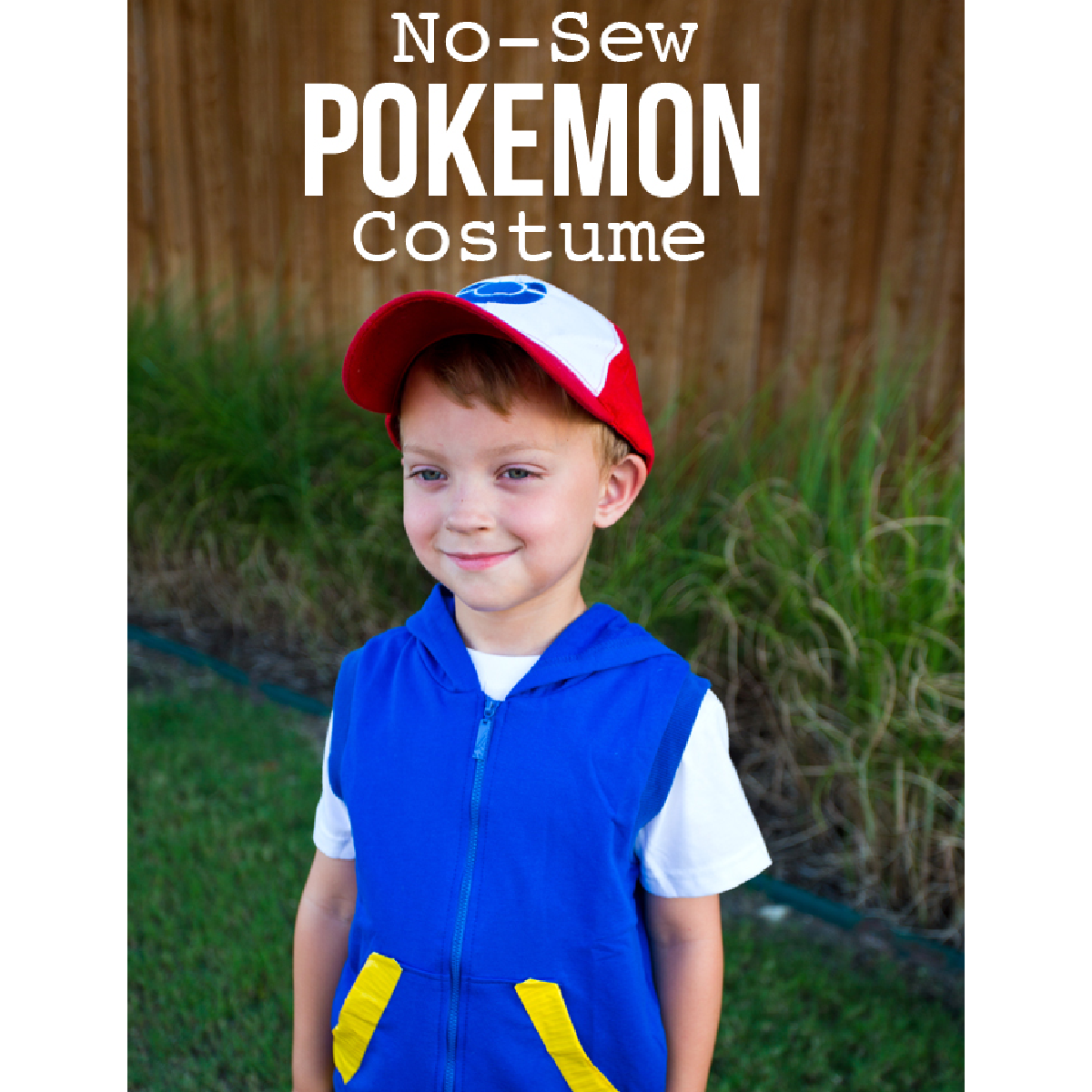 Dress up ideas- Ash Ketchum costume worn by a little boy with hat and vest- kids activities blog
