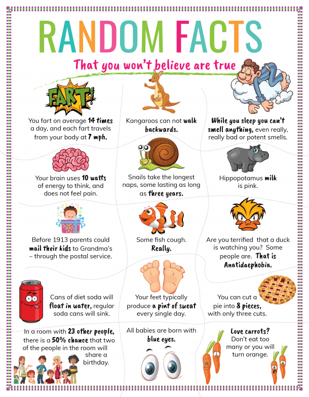 Random Fun Facts for Kids Printable Version